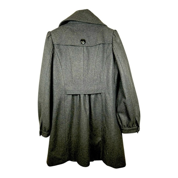 Guess Womens Large Dark Gray Wool Blend Lined Collared Fitted Pea Coat - Picture 5 of 12